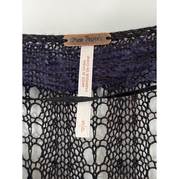 Free People Tough Love Deep V-Neck Sweater Tunic Ombre Blue Multi Oversized S - Picture 4 of 9